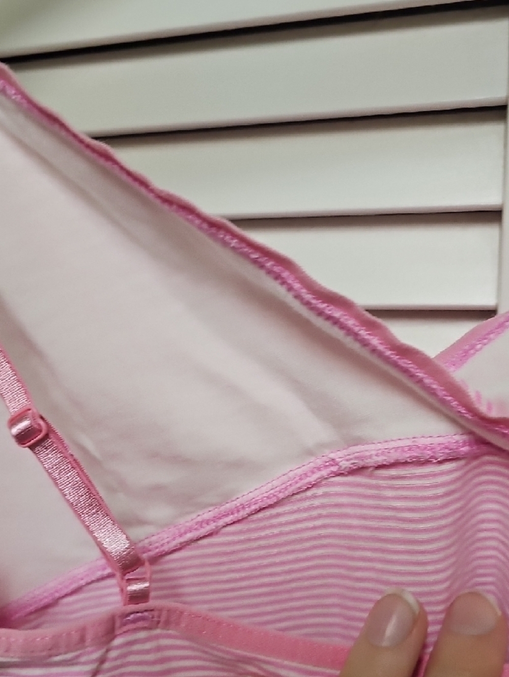 Like New Vintage 100% Cotton J. Crew Pink Striped Cami Top Adj Straps Lined Cups - Picture 6 of 7